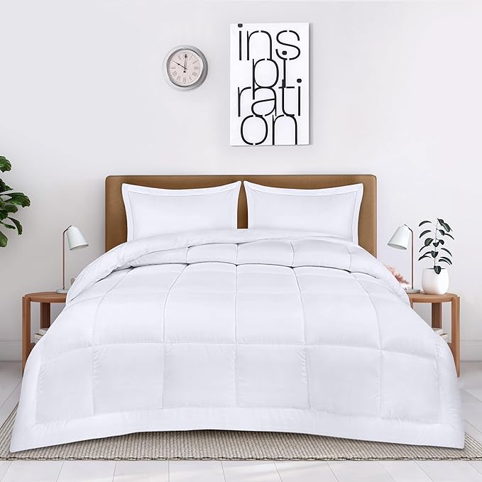 Utopia Bedding King Size Comforter Set with 2 Pillow Shams, Bedding Comforter Sets, Down Alternative White Comforter, Soft and Comfortable, Machine Washable - LeafyLoom