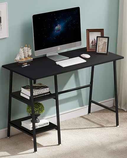 VECELO 43 Inch Computer Modern Student Writing home-office, Ladder Desk, Black - LeafyLoom