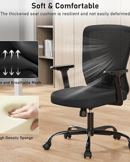Office Chair, Ergonomic Desk Chair with Adjustable High Back, Breathable Mesh Computer Chair with Adjustable Armrests, Rolling Swivel Comfy Task Chairs, Executive Chair for Home Office - LeafyLoom