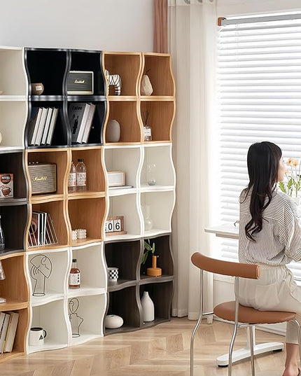 DIY Bookcase, 2 Cube Storage Organizer, Stackable Modular Book Shelf for Bedroom, Living Room, Office, Closet - LeafyLoom