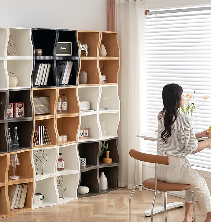 DIY Bookcase, 2 Cube Storage Organizer, Stackable Modular Book Shelf for Bedroom, Living Room, Office, Closet - LeafyLoom