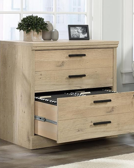 Sauder Aspen Post Lateral File, L: 31.26" x W: 19.45" x H: 29.72", Prime Oak Finish - LeafyLoom