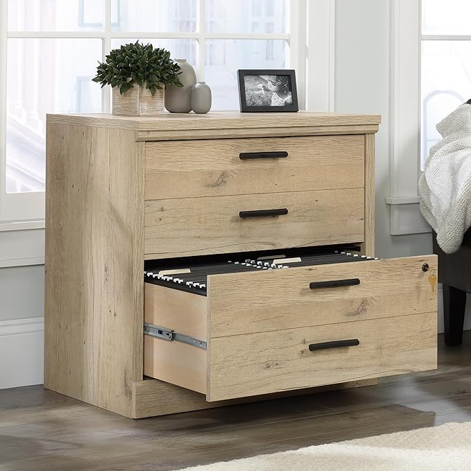 Sauder Aspen Post Lateral File, L: 31.26" x W: 19.45" x H: 29.72", Prime Oak Finish - LeafyLoom