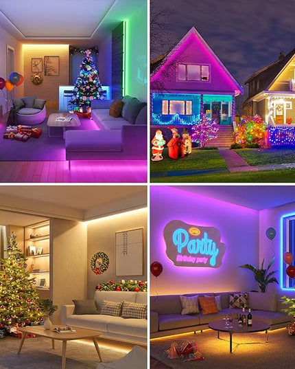Lepro RGB LED Strip Lights, Christmas Decor, 16.4ft Flexible LED Light Strip, 5050 SMD LED, Color Changing Rope Light with Remote Controller and 24V Power Supply for TV Backlight, Home, Bedroom, Bar Lepro