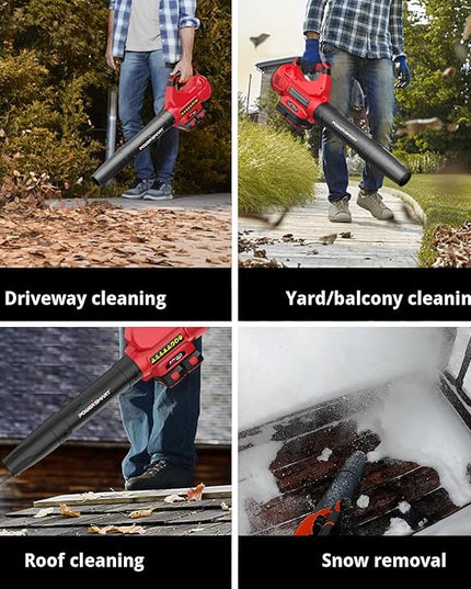 PowerSmart 40V Cordless Leaf Blower, Powerful 450CFM 130MPH Performance with 2X 2.0Ah Batteries & Chargers Included, for Quick & Easy Lawn Care (DB2201B) - LeafyLoom