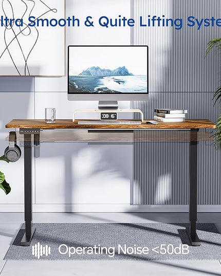Standing Desk, Height Adjustable Desks with Powerful Motor and Cable Management,electric Sit Stand Desk with Hight Preset Design for Home Office Use 55x24 in Rustic Brown - LeafyLoom