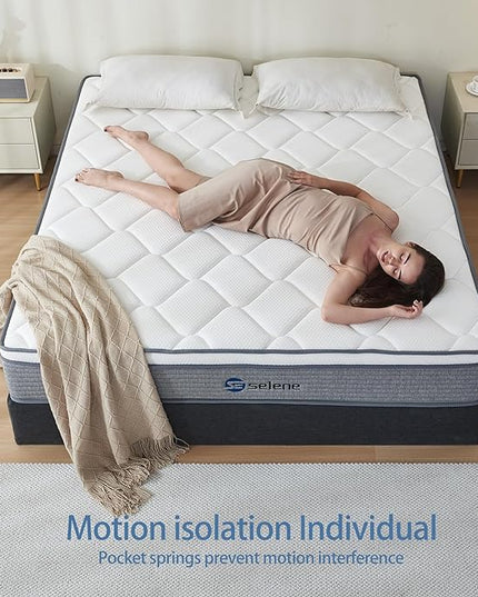 Full Size Mattress, 12 Inch Mattress Full with Pocket Spring and Memory Foam for Pressure Relief, Motion Isolation, Edge Support, Medium Firm Mattress in a Box, CertiPUR-US, Grey - LeafyLoom