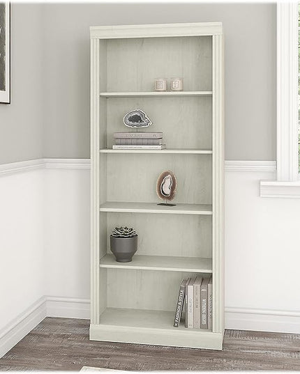 Saratoga 5-Shelf 72-Inch H Bookcase, Linen White Oak - LeafyLoom