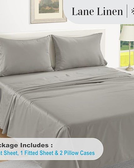 LANE LINEN 100% Egyptian Cotton Bed Sheets - 1000 Thread Count 4-Piece Silver King Set Bedding Sateen Weave Luxury Hotel 16" Deep Pocket (Fits Upto 17" Mattress) - LeafyLoom