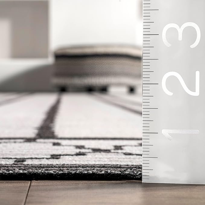 nuLOOM Elsy Modern Tribal Machine Washable Ultra Thin Area Rug, 8' x 10', Ivory - LeafyLoom