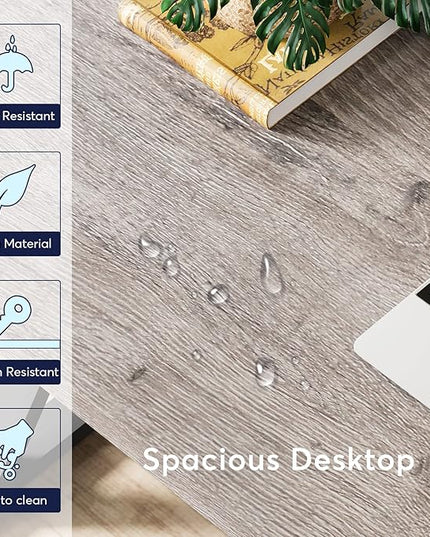 55 Inch Large Simple Industrial Computer Desk Study Writing Table Home Office Workstation,Grey - LeafyLoom