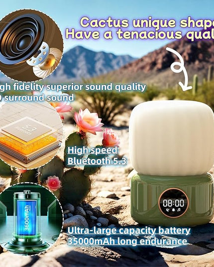 HOMY Bluetooth speaker Cactus Mood lamp Table desk office LED light wireless speakers Camping ambient music Good night electronic alarm clock sound decoration Kids Bedroom Party Best gift - LeafyLoom
