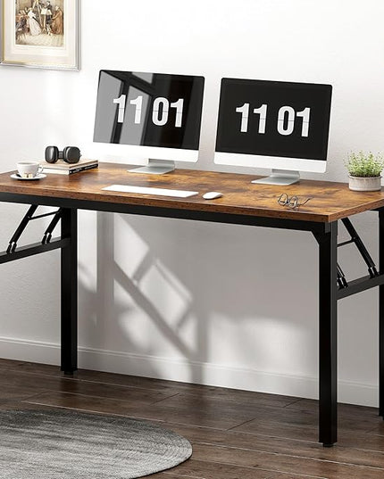 Need 47 inches Computer Desk Office Desk Folding Table with BIFMA Certification Computer Table Workstation, Rustic Brown AC5FB-120 - LeafyLoom