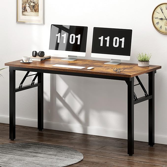 Need 47 inches Computer Desk Office Desk Folding Table with BIFMA Certification Computer Table Workstation, Rustic Brown AC5FB-120 - LeafyLoom