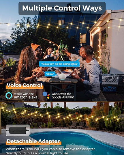 XMCOSY+ Smart Outdoor String Lights, 150Ft G40 Globe Patio Lights with 75 LED Bulbs, WiFi & APP Control, Work with Alexa, Extendable Waterproof Dimmable LED String Lights for Outside, Porch, Cafe XMcosy