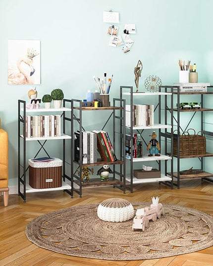 Bookshelf Organizer,3 Tiers Adjustable White Faux Marble Small Bookcase for Small Space,Industrial Wooden Storage Bookcase Display Rack and Storage Organizer for Living Room Home Office - LeafyLoom