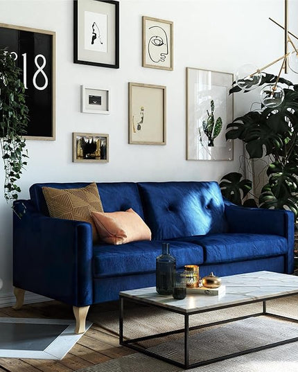 Mr. Kate Tess Sofa with Soft Pocket Coil Cushions, Small Space Living Room Furniture, Blue Velvet - LeafyLoom