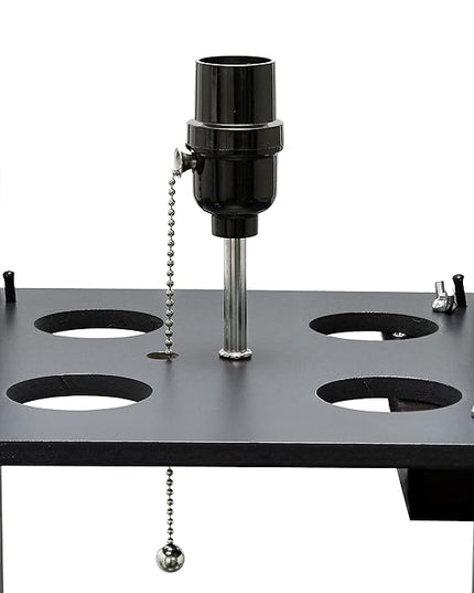 Simple Designs LF1037-BLK-LB Three Shelf Etagere Organizer Storage Floor Lamp with 2 Dual USB Ports and Charging Outlet, Black, with Feit LED Bulb Included - LeafyLoom