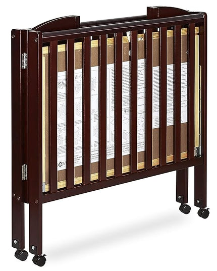 3 in 1 Portable Folding Stationary Side Crib in Espresso, Greenguard Gold Certified , 41x26x40 Inch (Pack of 1) - LeafyLoom