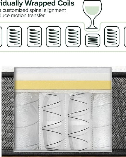 ZINUS 10 Inch True Support Hybrid Mattress [New Version], Full, Fiberglass free, Medium Feel, Motion Isolation, Certified Safe Foams & Fabric, Mattress in A Box - LeafyLoom
