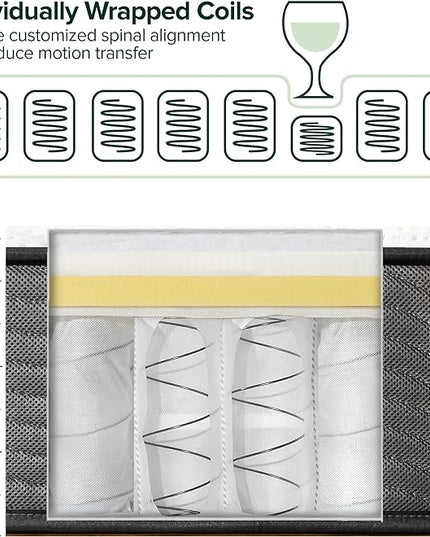 Zinus 10 Inch True Support Hybrid Mattress [New Version], Queen, Fiberglass Free, Medium Feel, Motion Isolation, Certified Safe Foams & Fabric, Mattress in A Box - LeafyLoom