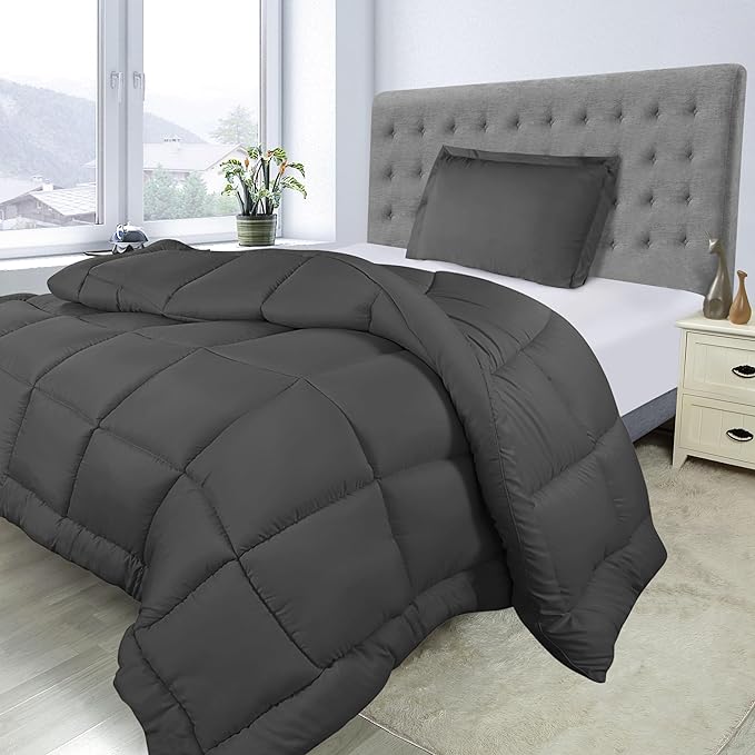 Utopia Bedding Twin Comforter Set Kids with 1 Pillow Sham, Bedding Comforter Sets, Down Alternative Grey Comforter, Soft and Comfortable, Machine Washable - LeafyLoom