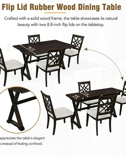 NicBex Small Kitchen Table Set for 4 Dining Room Set 5-Piece Extendable Rubber Wood Dining Table Set with X-Shape Legs for Small Space, Apartment, Studio, Walnut - LeafyLoom