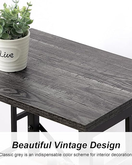 Small Bookshelf, 3 Tier Vintage Industrial Small Bookshelf for Small Spaces, Freestanding Open Shelf Bookcase, Versatile Bookshelf for Home Office, Bedroom & Living Room, Grey - LeafyLoom