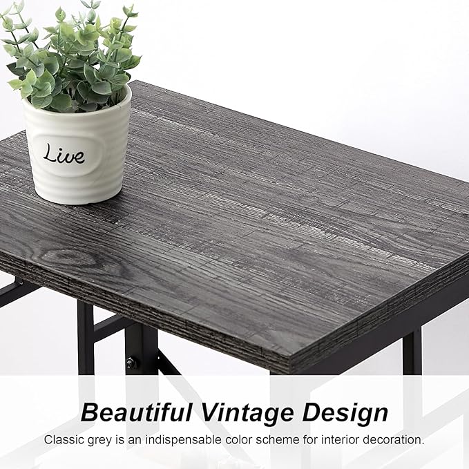 Small Bookshelf, 3 Tier Vintage Industrial Small Bookshelf for Small Spaces, Freestanding Open Shelf Bookcase, Versatile Bookshelf for Home Office, Bedroom & Living Room, Grey - LeafyLoom