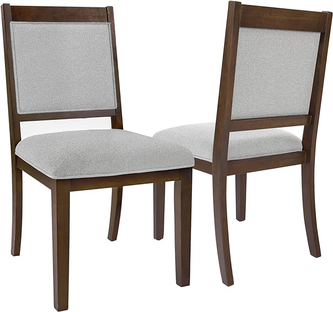 HomePop Classic Parsons Dining Chairs, Gray solid woven (set of 2) - LeafyLoom