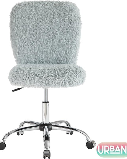 Faux Fur Rolling Task Chair, Gray - LeafyLoom