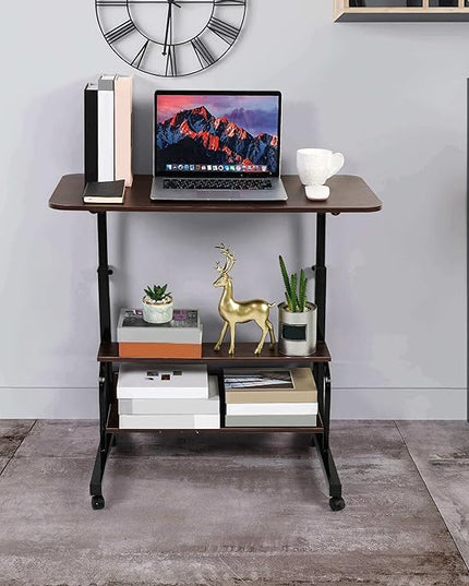 Height Adjustable Home Office Desk Movable Convenient Desk Small Spaces Computer Table Bedside Storage Desk Portable Desk Living Room Sofa Furniture Fashion Desk Size 15.7 * 31.5 Inch Brown - LeafyLoom