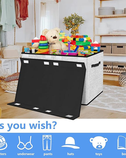 homyfort Large Toy Box Storage Chest for Girls Kids,Collapsible Toy Bin Organizer Basket with Lids for Blanket,Toys,Toddler,Nursery,Playroom (White) - LeafyLoom