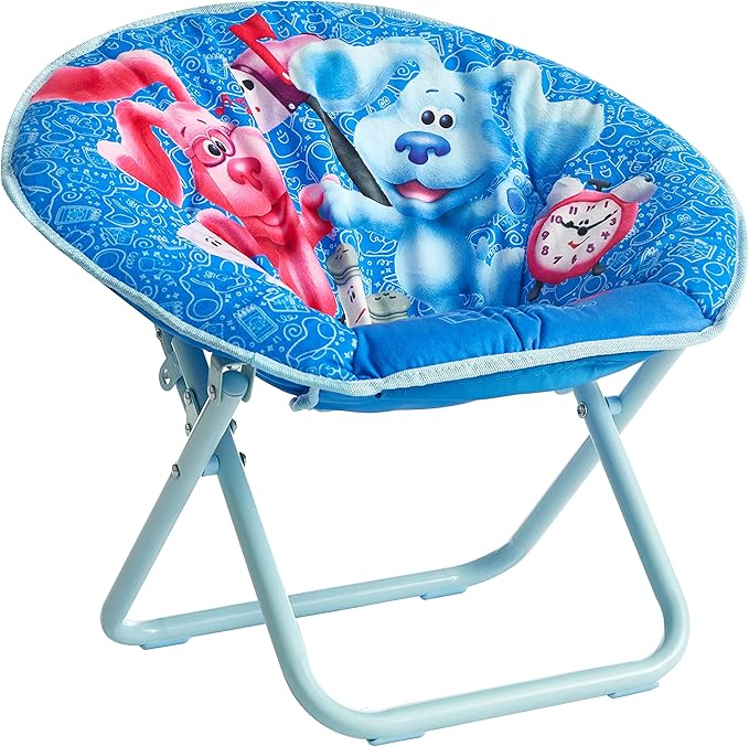 Nickelodeon Blues Clues Toddler 19” Folding Saucer Chair with Cushion, Ages 3+, Polyester - LeafyLoom
