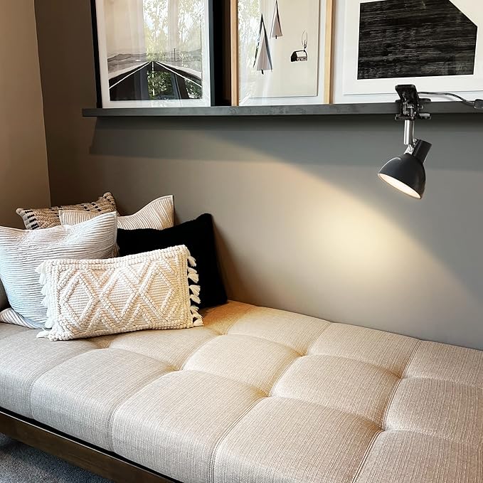 Clamp Light, Super Bright Clip Lamp for Book Reading in Bed Headboard Light, Easy to Attach Illumination Powerful Small Compact Clamp Lamp Black - LeafyLoom