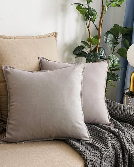 Jeanerlor SureGuard Pillowcase Cousion Cover Decor Cotton Linen with Unique Design to Embellish Study Room/House/Office Set of 2, 20"x20"(50 x 50cm), Silver Grey - LeafyLoom