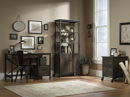 Sauder Steel River File Pedestal, L: 20.87" x W: 23.86" x H: 26.58", Carbon Oak Finish - LeafyLoom