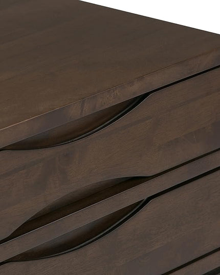 SIMPLIHOME Harper SOLID WOOD 40 inch Wide Mid Century Modern Hallway Console Sofa Entryway Table in Walnut Brown with Storage, 4 Drawers , for the Living Room, Entryway and Bedroom - LeafyLoom
