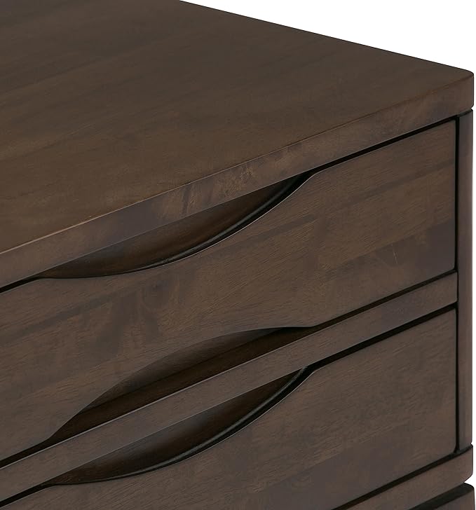SIMPLIHOME Harper SOLID WOOD 40 inch Wide Mid Century Modern Hallway Console Sofa Entryway Table in Walnut Brown with Storage, 4 Drawers , for the Living Room, Entryway and Bedroom - LeafyLoom