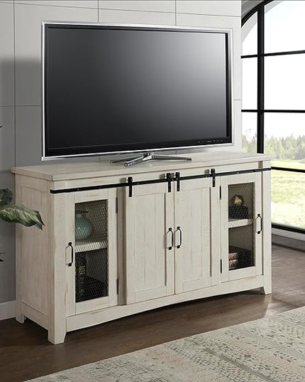 Martin Svensson Home Aspen 65" Solid Wood TV Stand, All Antique White - LeafyLoom