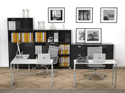 SHW 48-Inch Mission L-Shaped Home Computer Desk, White - LeafyLoom