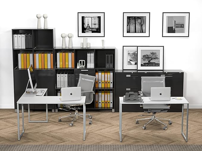 SHW 48-Inch Mission L-Shaped Home Computer Desk, White - LeafyLoom