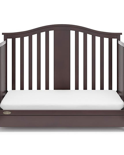 Graco Solano 4-in-1 Convertible Crib with Drawer (Espresso) – GREENGUARD Gold Certified, Crib with Drawer Combo, Includes Full-Size Nursery Storage Drawer, Converts to Toddler Bed and Full-Size Bed - LeafyLoom