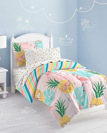 dream FACTORY Pineapple Comforter Set, Full, Pink,2A863602PK - LeafyLoom