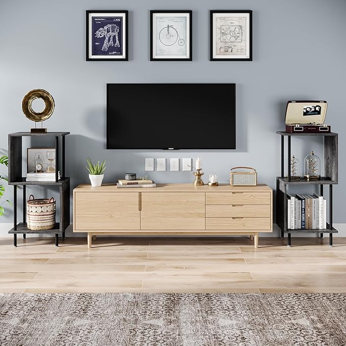 3 Tier Modern Bookshelf, S-Shaped Bookcase,Small Book Shelf for Small Spaces, Unique Bookshelf for Storage Organizer Living Room Bedroom Home Office, Grey - LeafyLoom