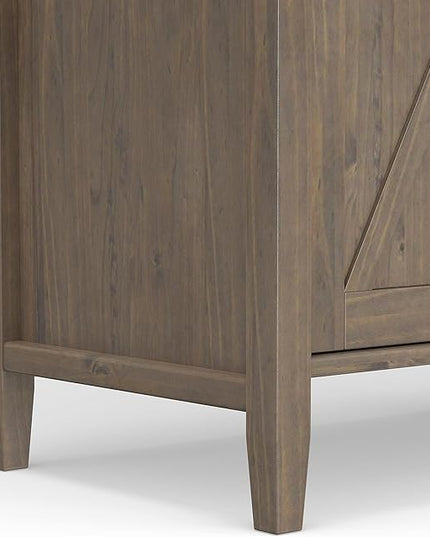 SIMPLIHOME Ela SOLID WOOD Wide Transitional Media Stand for TVs up to 60 inches for The Living Room and Entertainment Center, 53 inch, Smoky Brown - LeafyLoom