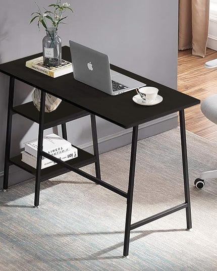 VECELO 43 Inch Computer Modern Student Writing home-office, Ladder Desk, Black - LeafyLoom