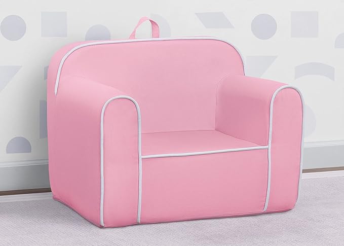 Delta Children Cozee Chair for Kids for Ages 18 Months and Up, Pink/White - LeafyLoom