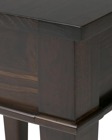 SIMPLIHOME Carlton SOLID WOOD Transitional Modern 42 inch Wide Home Office Desk, Writing Table, Workstation, Study Table Furniture in Dark Tobacco Brown with 1 Drawer - LeafyLoom