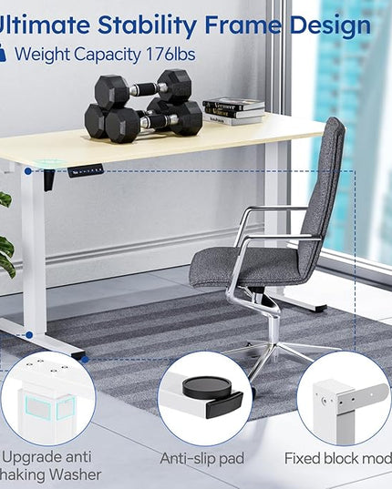 Motorized Standing Desks, Electric Stand Up Desk with Ultra Stable Construction and Cable Management,adjustable Height Desk with Memory Preset Design for Home Office Use 48x24 in Maple - LeafyLoom